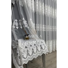 Lisabella Home Hanedan Orjinal Yoğun brodeli Ağır dökümlü Tül Perde Ütü Istemez(1x3 Pileli Dikişli)