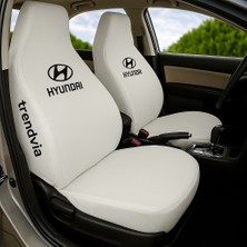 Hyundai Uyumlu Penye Kumaş Oto Koltuk Kılıfı Takımı Beyaz Siyah | Ön ve Arka Koltuk Kılıfı