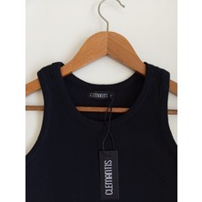 Clemantıs Kadın Kaşkorse Kumaş Askılı Crop Bluz Düz Renk