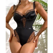 Kadın Tül Detaylı Bodysuit