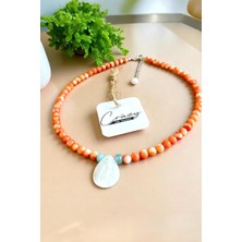 6 mm Pembe Mercan - Amazonit & Doğaltaşlı 925 Ayar Gümüş Malzemeli Kadın Kolye