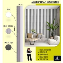 40X240 Beyaz Renk 3D Akustik Ahşap Duvar Paneli