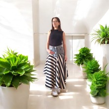 Kadın Tasarım Etek Çizgili Denim