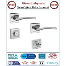 Gross AVM Bravo Rozetli Wc Banyo Kapı Kolu - Mat Nikel  - 1 Takım Ön ve Arka