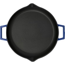 Metal Döküm Kızartma Tavası, Metal Kulplu, 26 Cm, Mavi