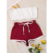 Baby Girl Bordo Şort Takımı
