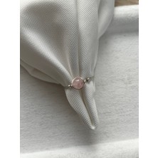 Pembe Kuvars Taşı Ayarlanabilir Gümüş Renk Tel Yüzük