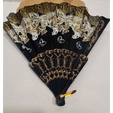 Monalisa Home Otantik Lüks Figürlü  Siyah Yelpaze