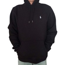 Erkek Kapüşonlu Bağcıklı Kanguru Cepli Siyah Sweatshirt Esk-Plb