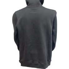 Erkek Kapüşonlu Bağcıklı Kanguru Cepli Siyah Sweatshirt Esk-Plb