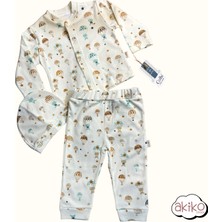 Bebek Pijama Takımı Şapkalı Uçan Balon Desenli Alt Üst %100 Pamuklu Organik Kumaş 0-1 Yaş