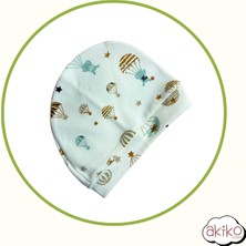 Bebek Pijama Takımı Şapkalı Uçan Balon Desenli Alt Üst %100 Pamuklu Organik Kumaş 0-1 Yaş