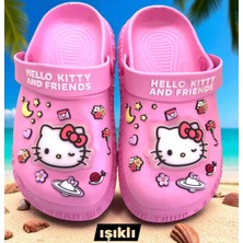 Hello Kitty Kız Çocuk Kaymaz Taban Işıklı Pembe Terlik Havuz Plaj Sandaleti