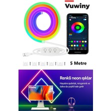 Sese Duyarlı Mobil Uygulamalı USB Neon Rgb-Ic Esnek Akıllı LED Şerit (5 Metre)