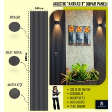 100X240 Antrasit Renk 3D Akustik Ahşap Duvar Paneli
