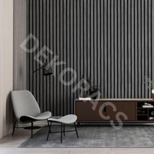 100X240 Antrasit Renk 3D Akustik Ahşap Duvar Paneli