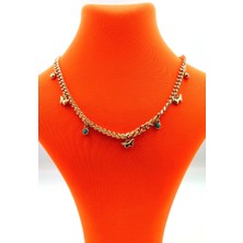 Gold Renk Zincir Figürlü Kararmaz Özel Tasarım Kolye