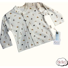 Bebek Pijama Takımı Deniz Feneri Desenli Alt Üst 3'lü Takım Şapkalı %100 Pamuklu