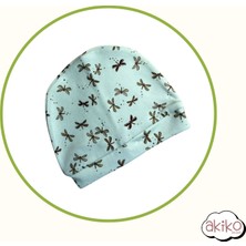 Bebek Pijama Takımı Şapkalı %100 Pamuklu Yusufçuk Desenli 0-1 Yaş