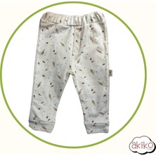 Bebek Pijama Takımı Yaprak Desenli %100 Pamuklu Kumaş Organik 0-1 Yaş