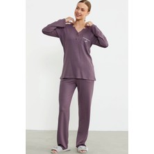 Sementa 76438 Yarım Düğmeli Cep Detaylı Pijama Takım