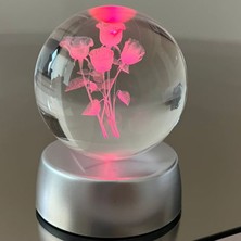 Gül Buketi Tasarımlı 3D Cam Küre 6cm