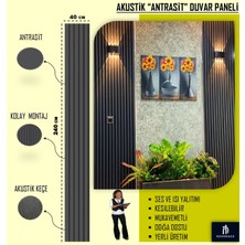 40X240 Antrasit Renk 3D Akustik Ahşap Duvar Paneli