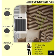 40X40 Antrasit Renk 3D Akustik Ahşap Duvar Paneli
