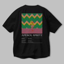Aperol Spritz Kokteyl Serisi Arka Baskılı Oversize T-Shirt Erkek Kadın %100 Pamuk Bisiklet Yaka Tişort