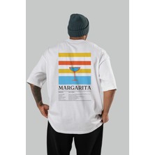 Margarita Kokteyl Serisi Arka Baskılı Oversize T-Shirt Erkek Kadın %100 Pamuk Bisiklet Yaka Tişort