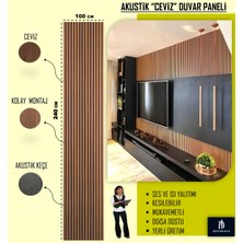 100X240 Ceviz Renk 3D Akustik Ahşap Duvar Paneli