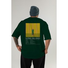 Long Island Kokteyl Serisi Arka Baskılı Oversize T-Shirt Erkek Kadın %100 Pamuk Bisiklet Yaka Tişort