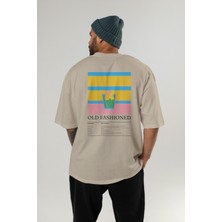 Old Fashioned Kokteyl Serisi Arka Baskılı Oversize T-Shirt Erkek Kadın %100 Pamuk Bisiklet Yaka Tişort