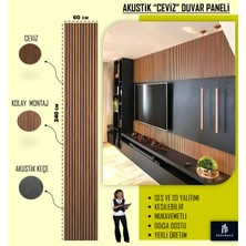 60X240 Ceviz Renk 3D Akustik Ahşap Duvar Paneli