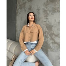 Çift Renkli Kısa Gömlek Vizonbeyaz S4021