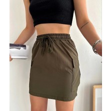 Kazax Kargo Cep İnce Paraşüt Etek Haki s241019