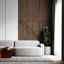 40X40 Ceviz Renk 3D Akustik Ahşap Duvar Paneli