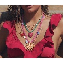 3’lü Renkli Yaz Temalı Kolye Seti – Deniz Kabuklu, Charm Detaylı, Ayarlanabilir