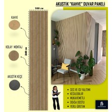 100X240 Kahve Renk 3D Akustik Ahşap Duvar Paneli