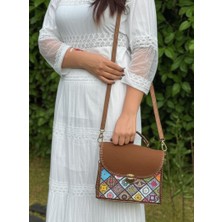 Canlı Çok Renkli Otantik Desenli Çapraz Çanta