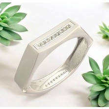 Kadın Zirkon Taşlı Sedef Renk Çelik Kelepçe