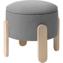 IKEA Förlunda Puf 41 x 44 cm Tonerud Gri Saklama Gözlü Kumaş Kaplı Depolamalı