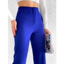 Kadın Kumaş Pantolon Saks Mavi Regular