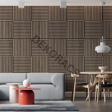40X40 Alaska Renk 3D Akustik Ahşap Duvar Paneli