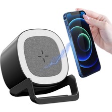 15W Kablosuz Şarj/bluetooth Hoparlör/3 Renk LED Işık/telefon Standı/dokunmatik Butonlu 4 Özellik Bir Arada