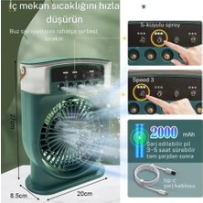 Şarjlı 600 ml Su Hazneli Taşınabilir Masaüstü Vanilatör Güçlü Fan ve 2000 Mah Pil Beyaz