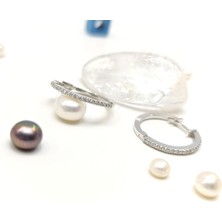 18.7mm Pırlanta Taşlı Halka Küpe 14 Ayar Altın Hd Videolu