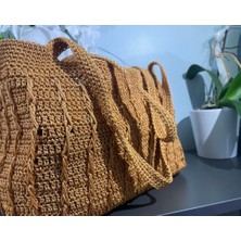 El Yapımı Sarı Makrome Tote Çanta – Kadınlar Için Şık ve Dayanıklı Örgü Çanta