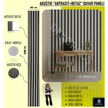 40X240 Antrasit-Beyaz Renk 3D Akustik Ahşap Duvar Paneli