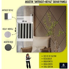 40X40 Antrasit-Beyaz Renk 3D Akustik Ahşap Duvar Paneli